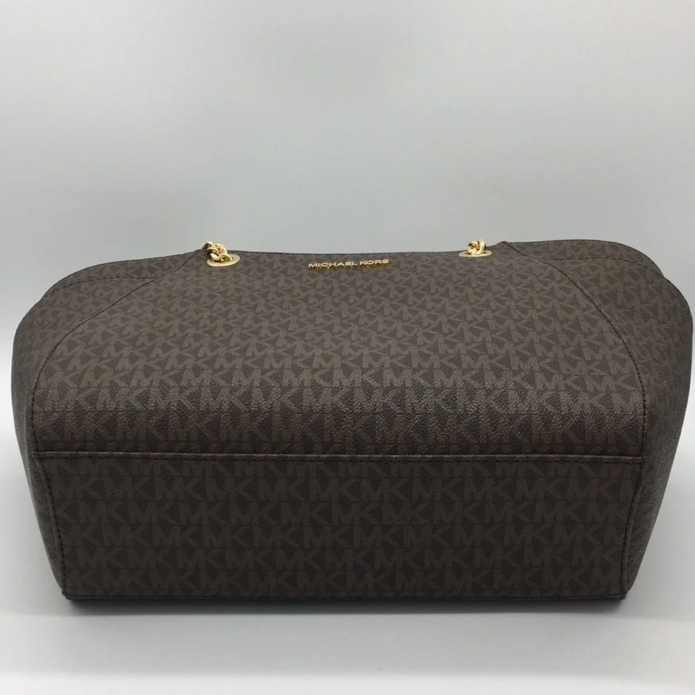 MICHAEL KORS LG CHAIN SHLDR TOTE BROWN NWT
